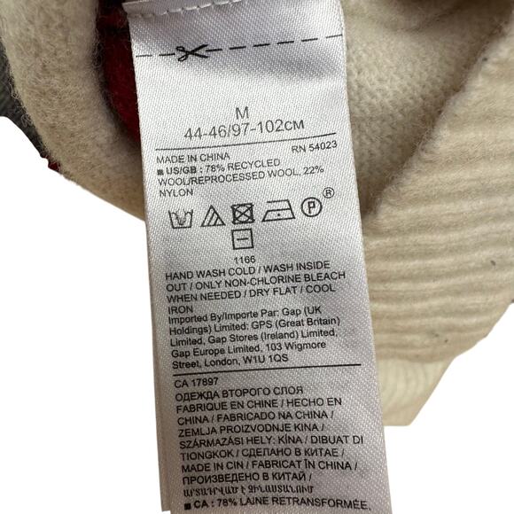 Banana Republic Wool Blend Crewneck Sweater M Gray Red Stripe Italian Yarn - Picture 5 of 5